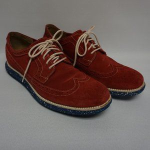 Cole Haan Red Wingtip Dress shoes Lunargrand Long Wingtip Size 10